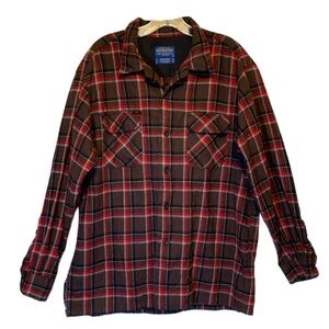 Pendleton Board Shirt 100% Virgin Wool Flannel Plaid Shirt Large